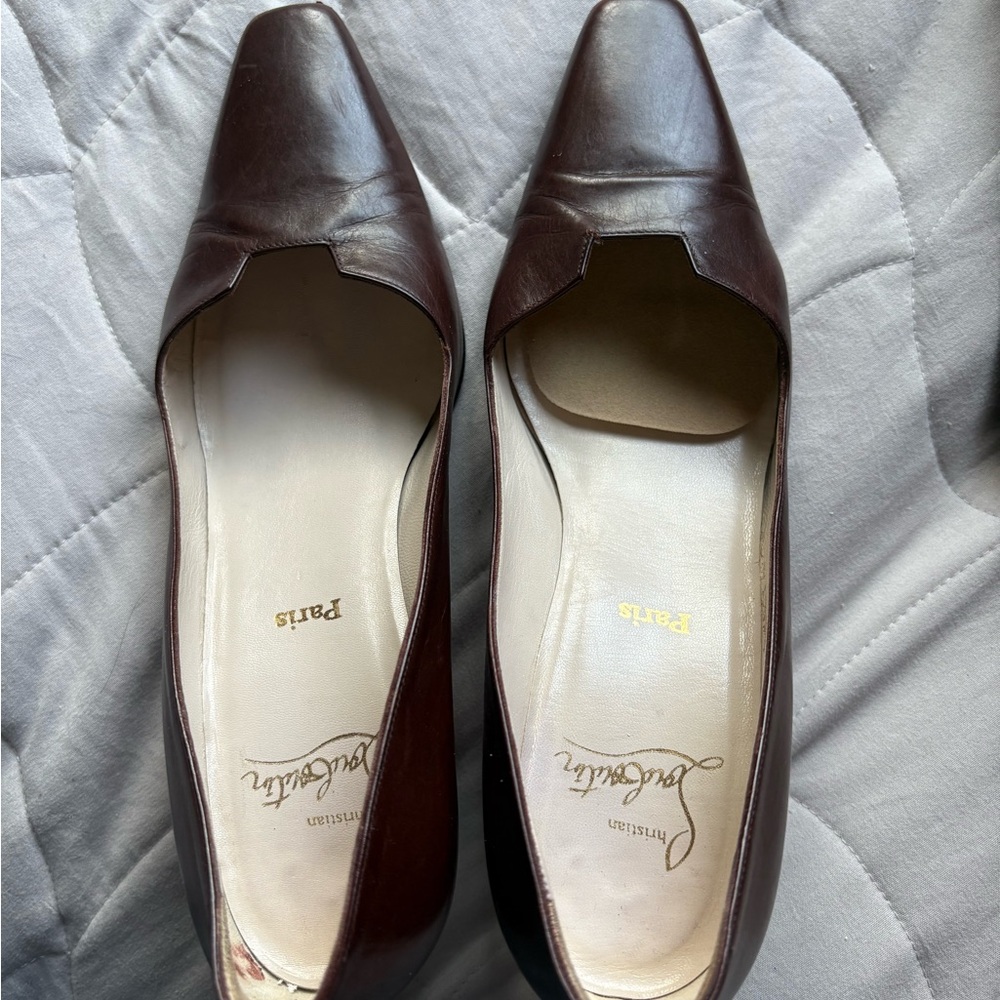 Christian Louboutin Brown Leather Flats Timeless Design